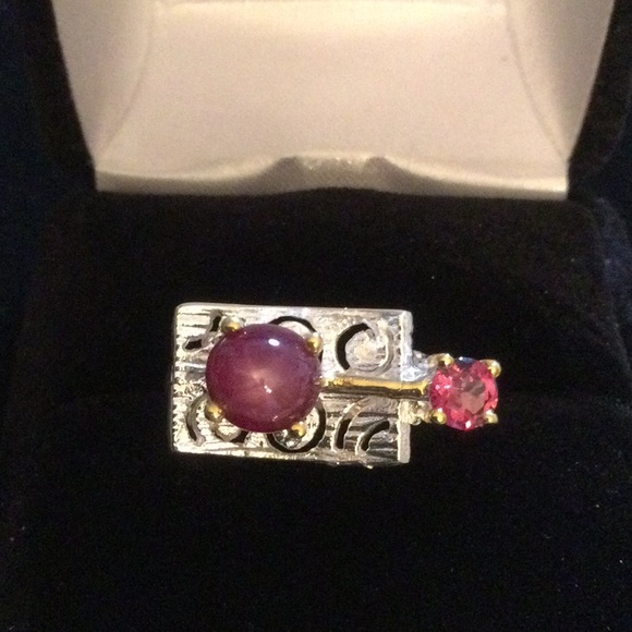 Rare Genuine Star Ruby & Rhodolite Ring, One of a Kind - Picture 7 of 16